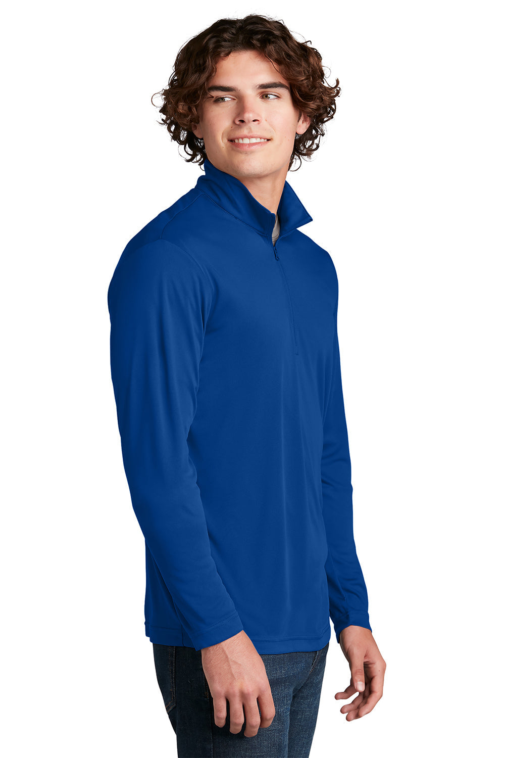 Sport-Tek Mens Competitor Moisture Wicking 1/4 Zip Sweatshirt - True Royal Blue