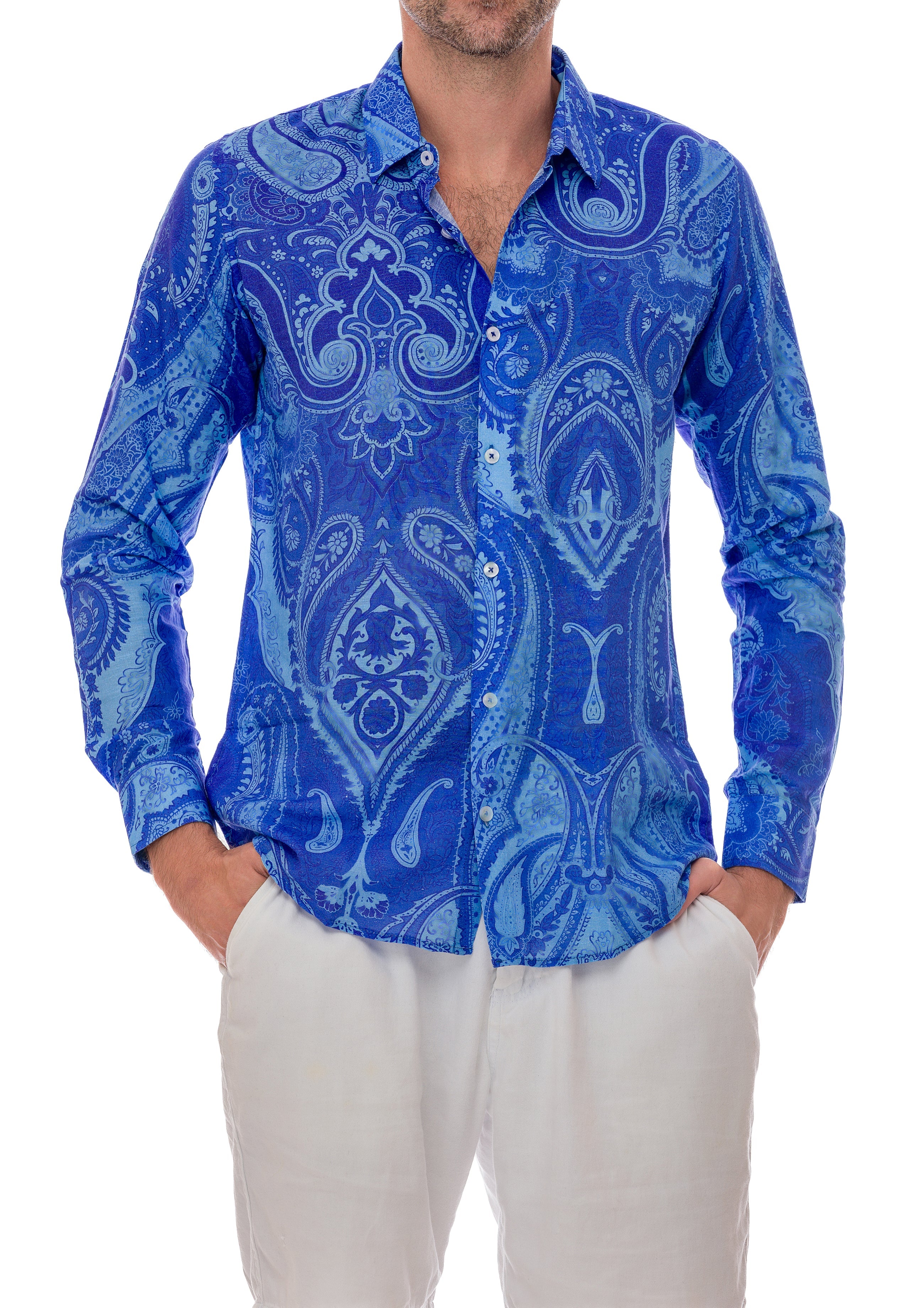 110 cotton-linen blend men shirts