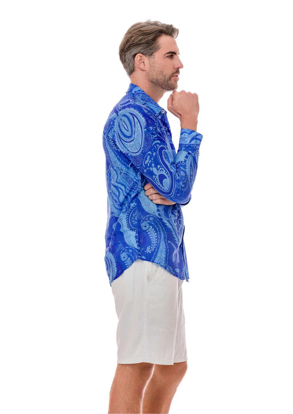 110 cotton-linen blend men shirts