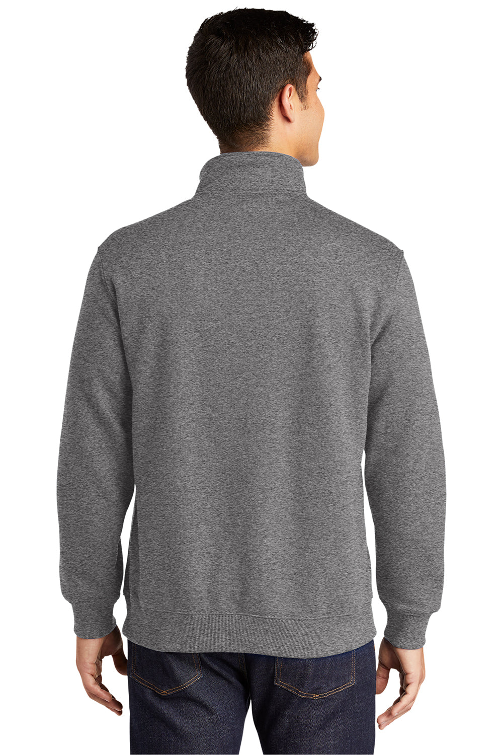 Sport-Tek Mens Shrink Resistant Fleece 1/4 Zip Sweatshirt - Heather Vintage Grey