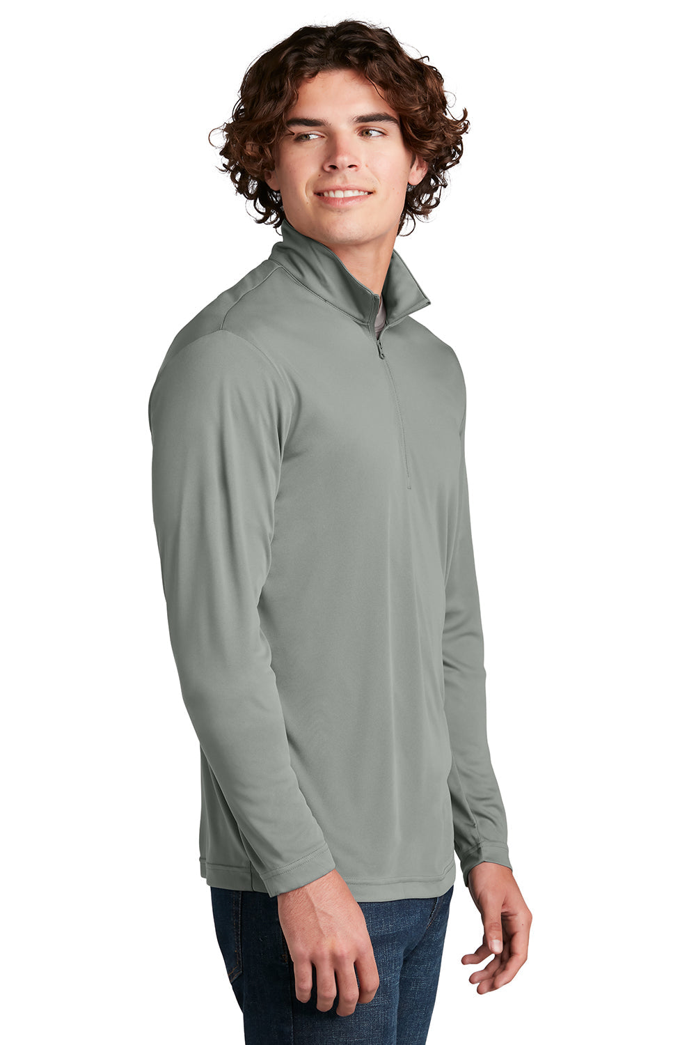 Sport-Tek Mens Competitor Moisture Wicking 1/4 Zip Sweatshirt - Concrete Grey