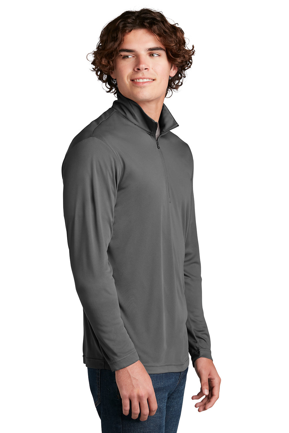Sport-Tek Mens Competitor Moisture Wicking 1/4 Zip Sweatshirt - Iron Grey