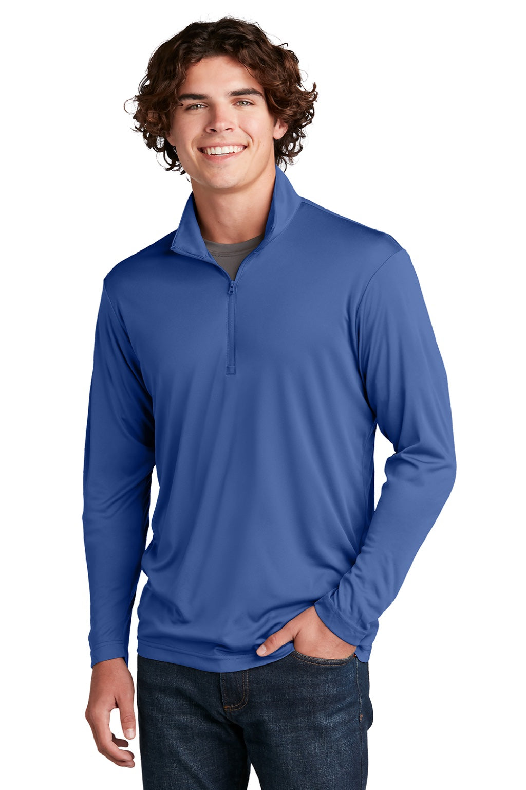 Sport-Tek Mens Competitor Moisture Wicking 1/4 Zip Sweatshirt - Royal Blue - Closeout