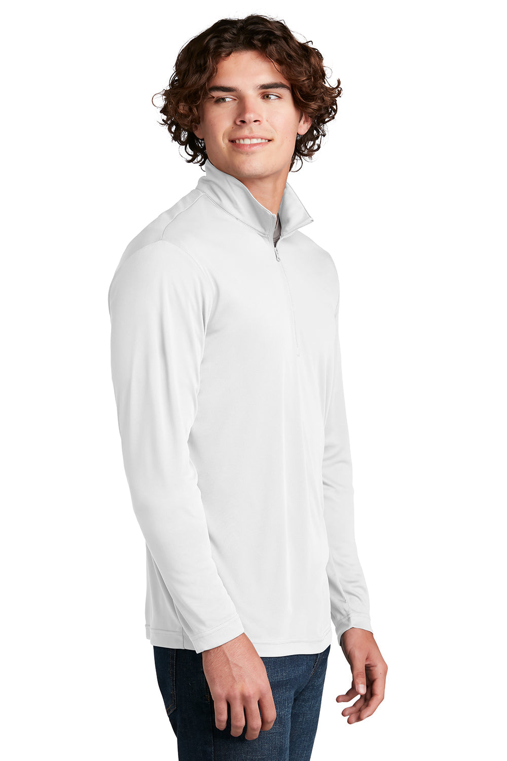 Sport-Tek Mens Competitor Moisture Wicking 1/4 Zip Sweatshirt - White