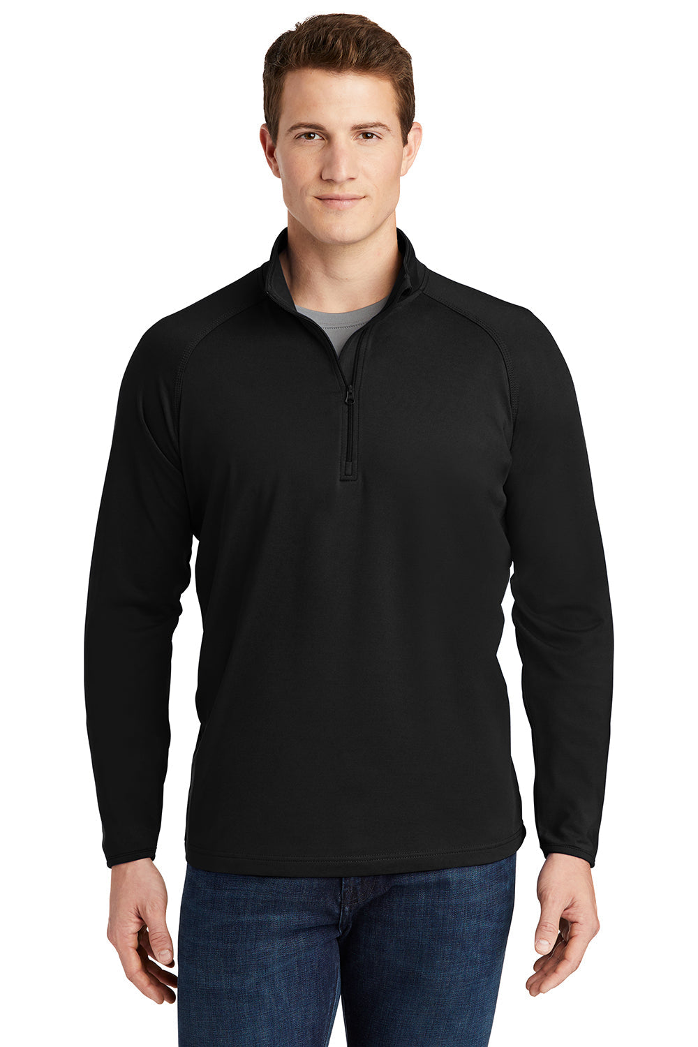 Sport-Tek Mens Sport-Wick Moisture Wicking 1/4 Zip Sweatshirt - Black