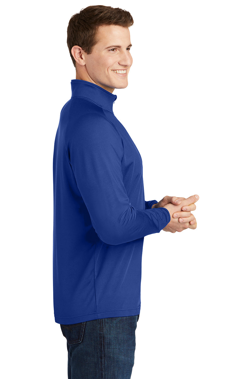 Sport-Tek Mens Sport-Wick Moisture Wicking 1/4 Zip Sweatshirt - True Royal Blue