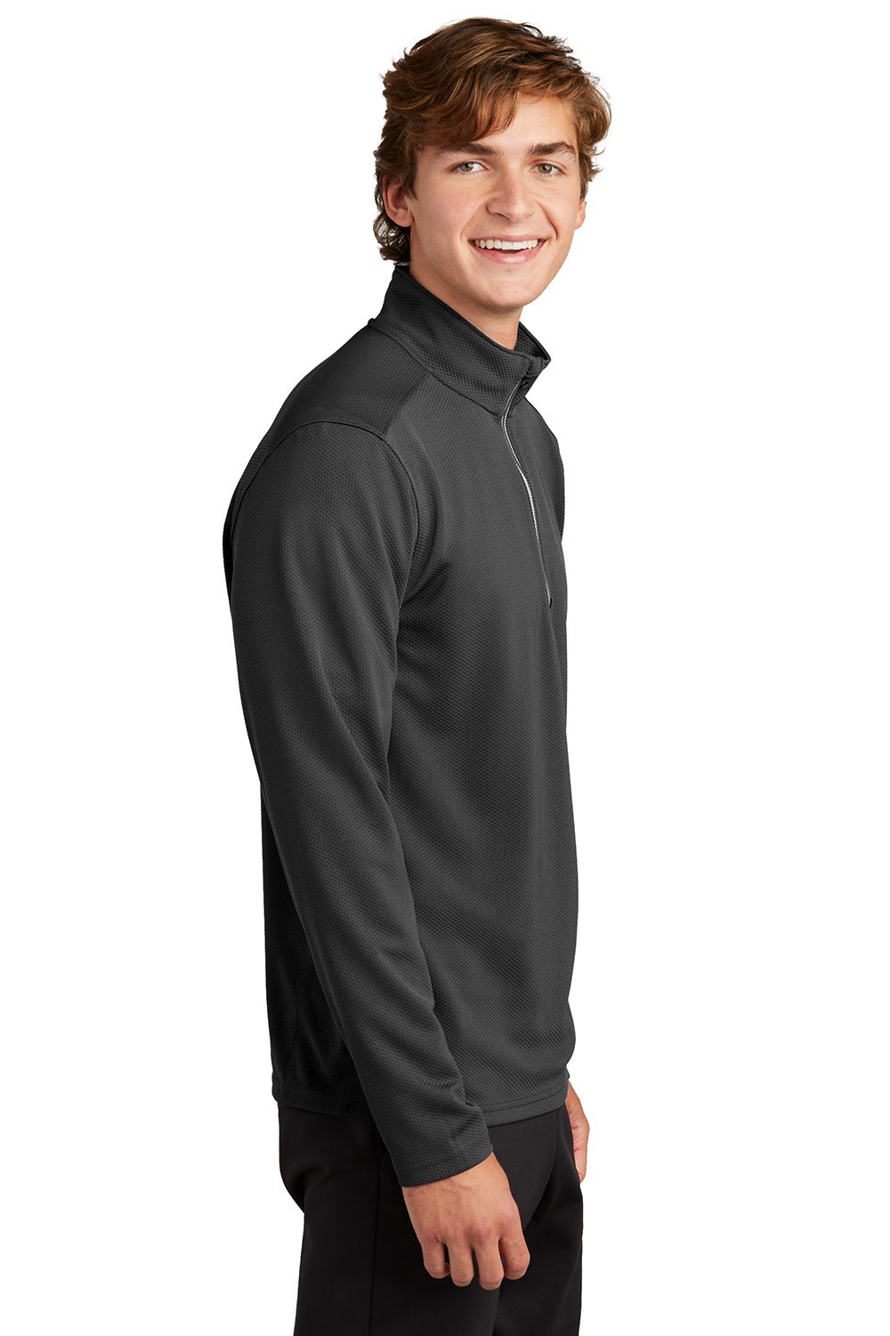 Sport-Tek Mens Sport-Wick Moisture Wicking 1/4 Zip Sweatshirt - Black