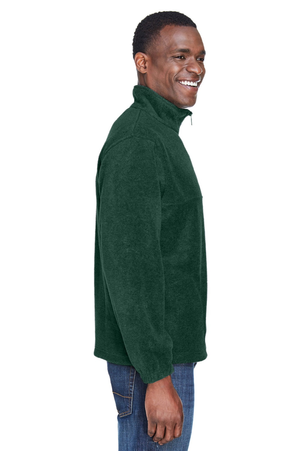 Harriton Mens Pill Resistant Fleece 1/4 Zip Sweatshirt w/ Pockets - Hunter Green