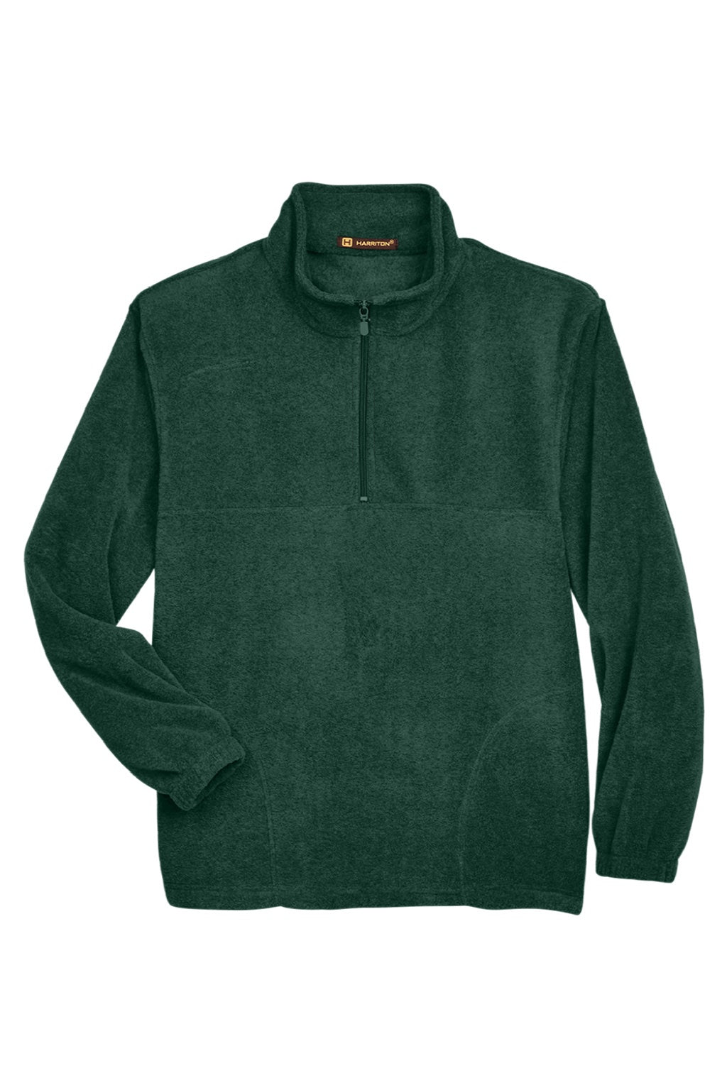 Harriton Mens Pill Resistant Fleece 1/4 Zip Sweatshirt w/ Pockets - Hunter Green