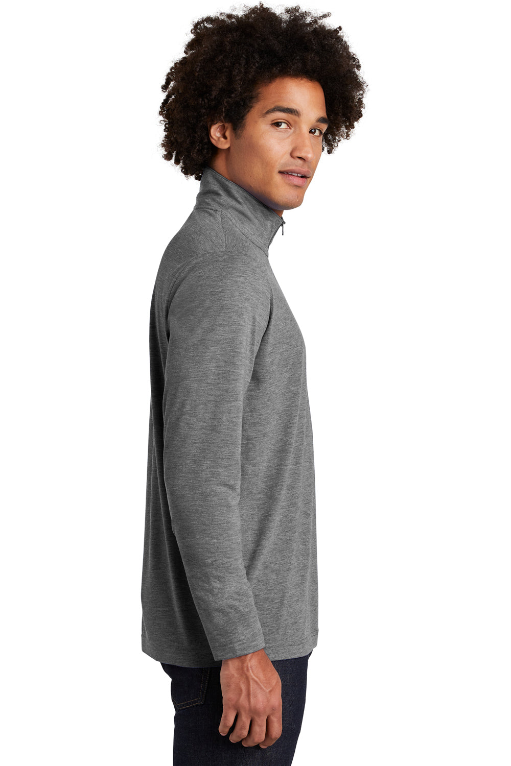 Sport-Tek Mens Moisture Wicking 1/4 Zip Sweatshirt - Heather Dark Grey