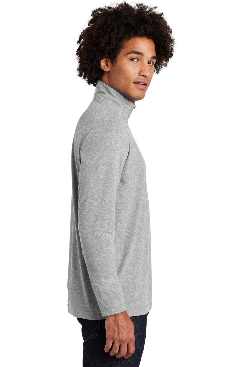 Sport-Tek Mens Moisture Wicking 1/4 Zip Sweatshirt - Heather Light Grey