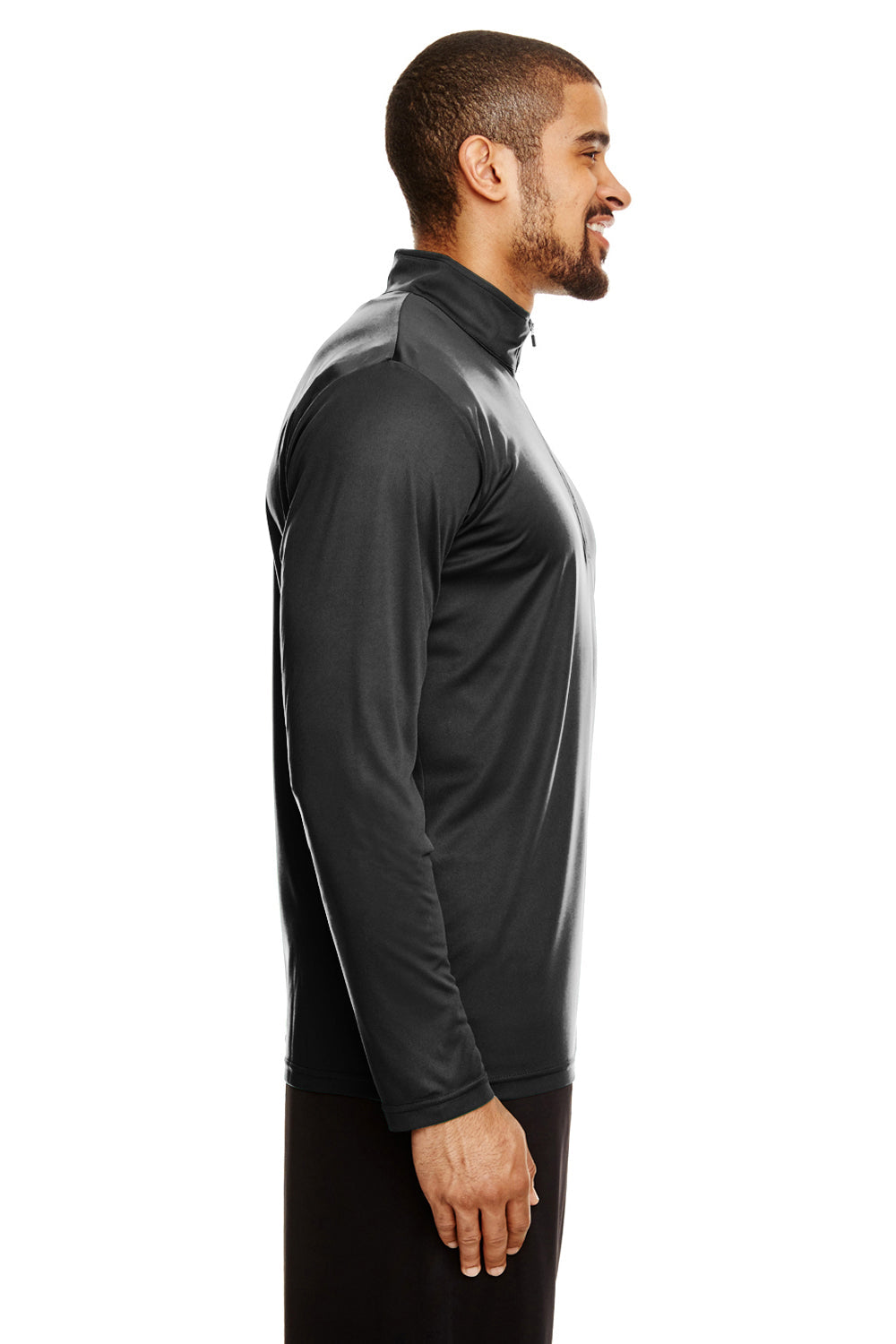 Team 365 Mens Zone Performance Moisture Wicking 1/4 Zip Sweatshirt - Black
